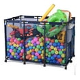 thumbnail image 1 of Yescom Metal Frame 10 Wheels Rolling Mesh Pool Storage Bin Organizer for Pool Toys Balls, Blue, 1 of 11