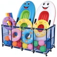 thumbnail image 1 of Yescom Pool Float Storage Mesh Rolling Toys Organizer Metal 12 Wheels XXX-Large 65"x30"x33" Blue, 1 of 11