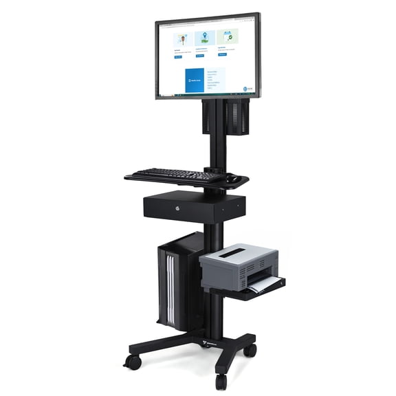 Yescom Mobile Computer Cart Rolling PC Stand Desk Workstation with Drawer Black