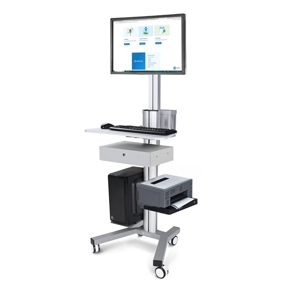 Yescom Mobile Computer Cart Rolling PC Stand Desk Workstation with Drawer Silver