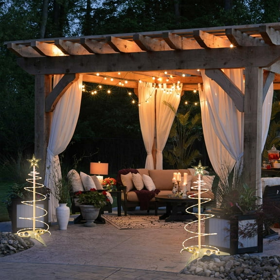 Yescom Munchkin 2ft LED Spiral Tree Light 79 LEDs Battery for Indoor Outdoor Holiday Christmas Decoration Warm White