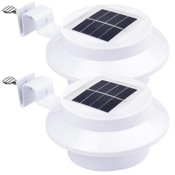 Yescom Outdoor 3 LED Solar Power Gutter Light IP44 Cool White Yard Garden Doorway Lamp with Bracket(pack of 2)
