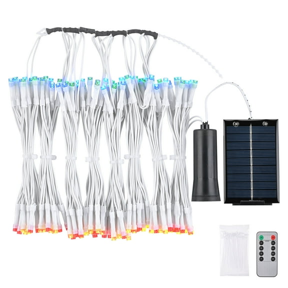 Yescom Patio Umbrella Solar String Light with Remote Control Timer Fit 8-Rib 8/9/10 Ft Outdoor 128 RGB LED 8 Mode Tents