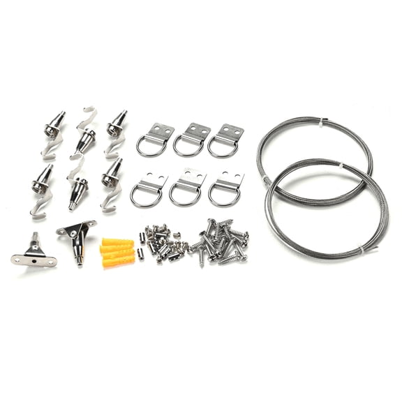 Yescom Picture Hanging Wire Kit with 10ft x2 Stainless Steel Cable Adjustable Hooks D Rings Ceiling Mounts YES0610