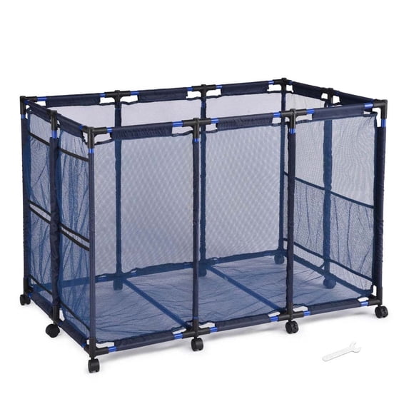Nordic Hygge Pool Float Storage Outdoor Rolling Bin 48"x30"x34", Blue