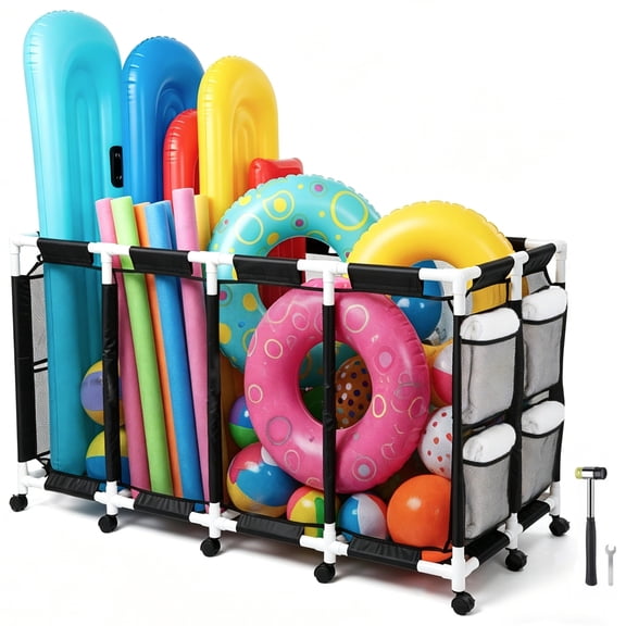 Yescom 274 Gallon Pool Float Storage Bin for Toy Raft Noodles 67"x32"x36" PVC Rolling Cart Organizer