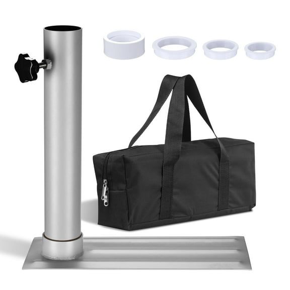 Yescom 2.48" D. Flag Pole Tire Mount Portable Metal Tailgate Camping 20ft 25ft 30ft Adjustable Flagpole Holder Silver