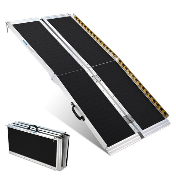 Yescom Portable Wheelchair Ramp Aluminum 5 Feet Folding Anti Slip 600 Pounds Capacity for Threshold Doorways
