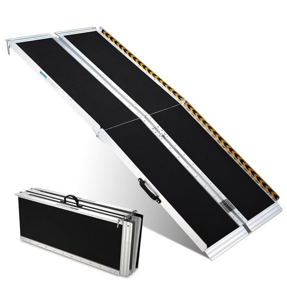 Yescom Portable Wheelchair Ramp Aluminum 6 ft Folding Anti Slip 600 Pounds Limit for Threshold Doorways