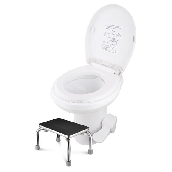 Yescom RV Toilet Gravity Flush 20" High Profile w/ Steel Step Stool for Camper