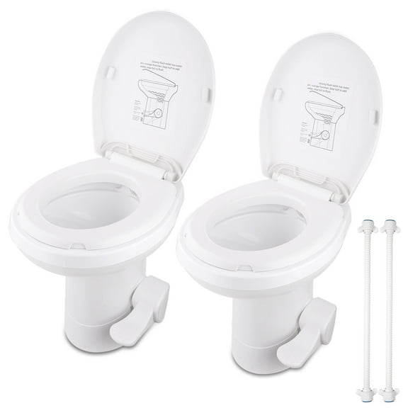 Yescom RV Toilet Gravity Flush Camper Toilet 20" High Profile Travel Trailer Toilet for RV 2 Packs