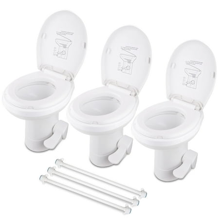 Yescom RV Toilet Gravity Flush Camper Toilet 20" High Profile Travel Trailer Toilet for RV 3 Packs