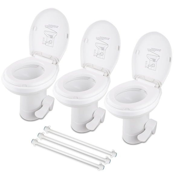 Yescom RV Toilet Gravity Flush Camper Toilet 20" High Profile Travel Trailer Toilet for RV 3 Packs
