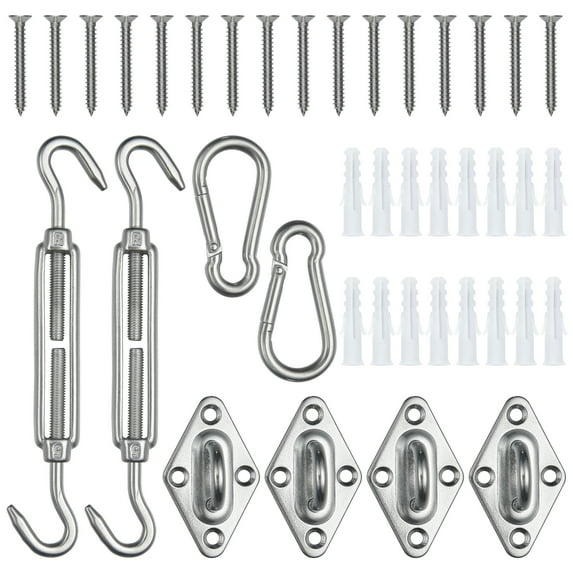 Yescom Rectangle Sun Shade Sail Hardware Kit 5" 304 Anti-Rust Stainless Steel M6 Accessory 40pcs for Outdoor Canopy