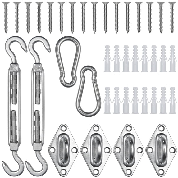 Yescom Rectangle Sun Shade Sail Hardware Kit 8" 304 Anti-Rust Stainless Steel M6 Accessory 40pcs for Outdoor Canopy