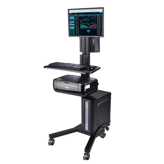 Yescom Mobile Computer Cart PC Stand Workstation on Wheels Monitor Mount Adjustable Hospital Office