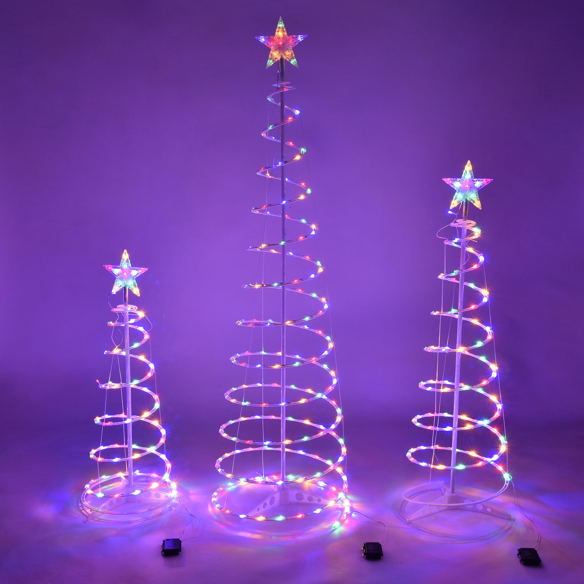 Yescom Set of LED Christmas Spiral Light Kit 6Ft 4Ft 3Ft Cone Tree  Decoration Party