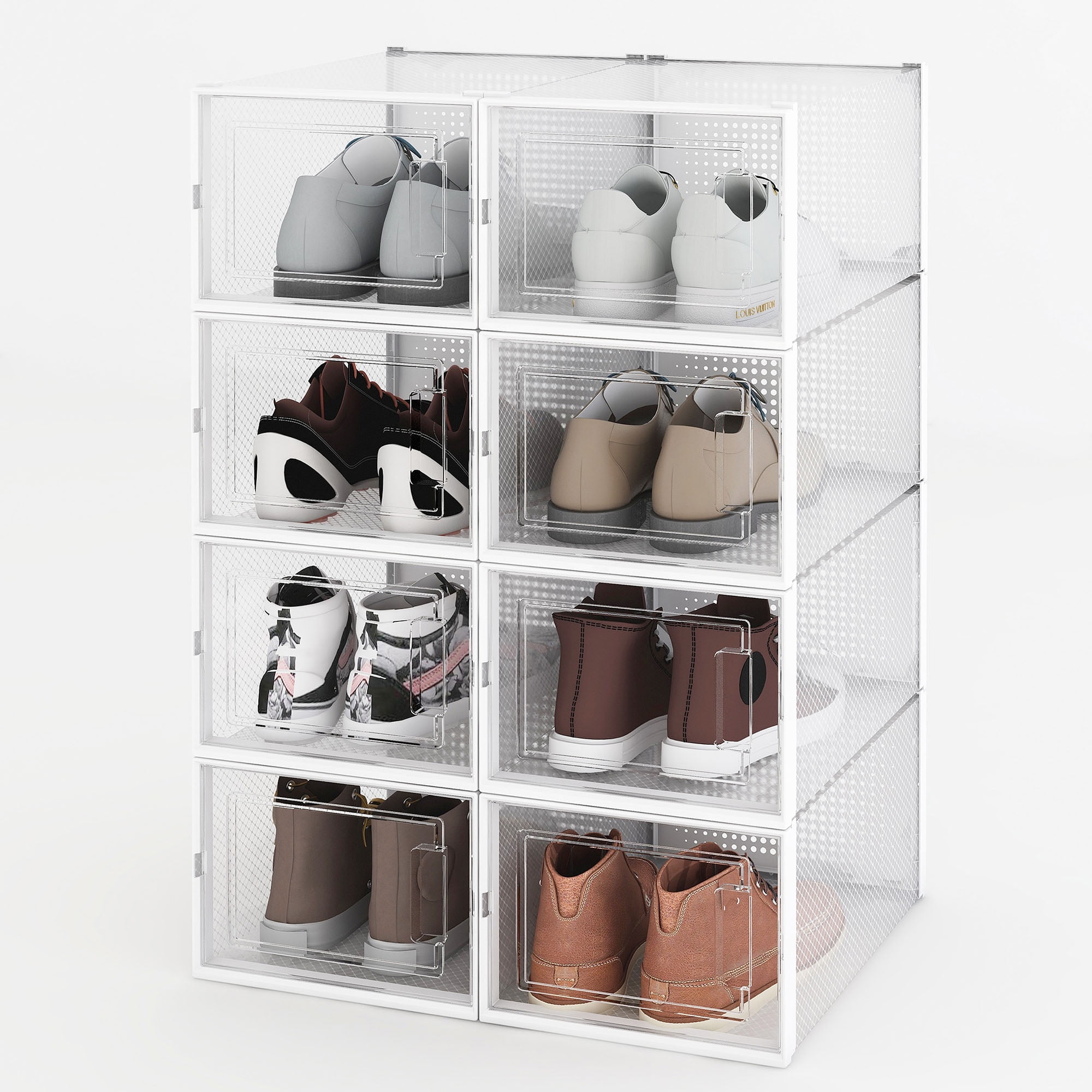 YITAHOME 9 Tiers-18 Pairs Easy Assembly Shoe Organizer Storage Box for  Closet, Foldable Shoe Rack with Magnetic Doors, Collapsible Sneaker Cabinet  for