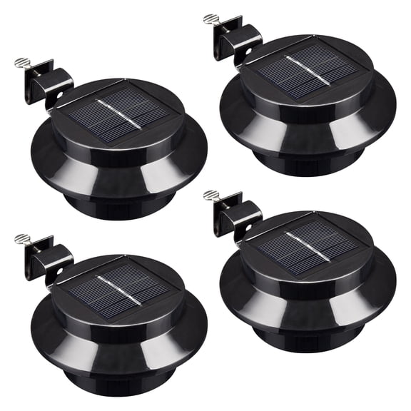 Yescom Solar Gutter Light Outdoor Waterproof 3 LED Deck Fence Lights with Bracket Wall Garden Stair Step Yard Black 4Pcs