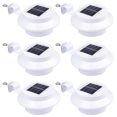 thumbnail image 1 of Yescom Solar Gutter Light Outdoor Waterproof 3 LED Deck Fence Lights with Bracket Wall Garden Stair Yard White 6Pcs, 1 of 9