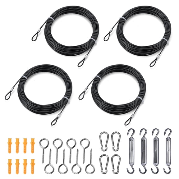 Yescom Outdoor String Light Hanging Kit - 59Ft x4 Vinyl Coated Wire Rope Stainless Steel Cable and Hardware for Gazebo Tent Event Decor YES0591