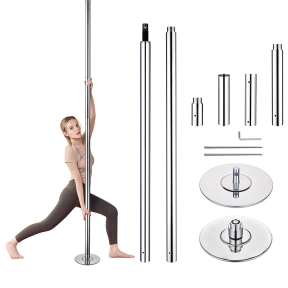 Yescom Stripper Pole 9.25 ft Dancing Pole 45mm Dance Pole Kit Static Spinning for Party Club Fitness Silver, Max Load 1102 Lbs