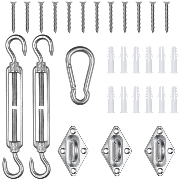 Yescom Triangle Sun Shade Sail Hardware Kit 6" 304 Anti-Rust Stainless Steel M6 Accessory 40pcs for Outdoor Canopy