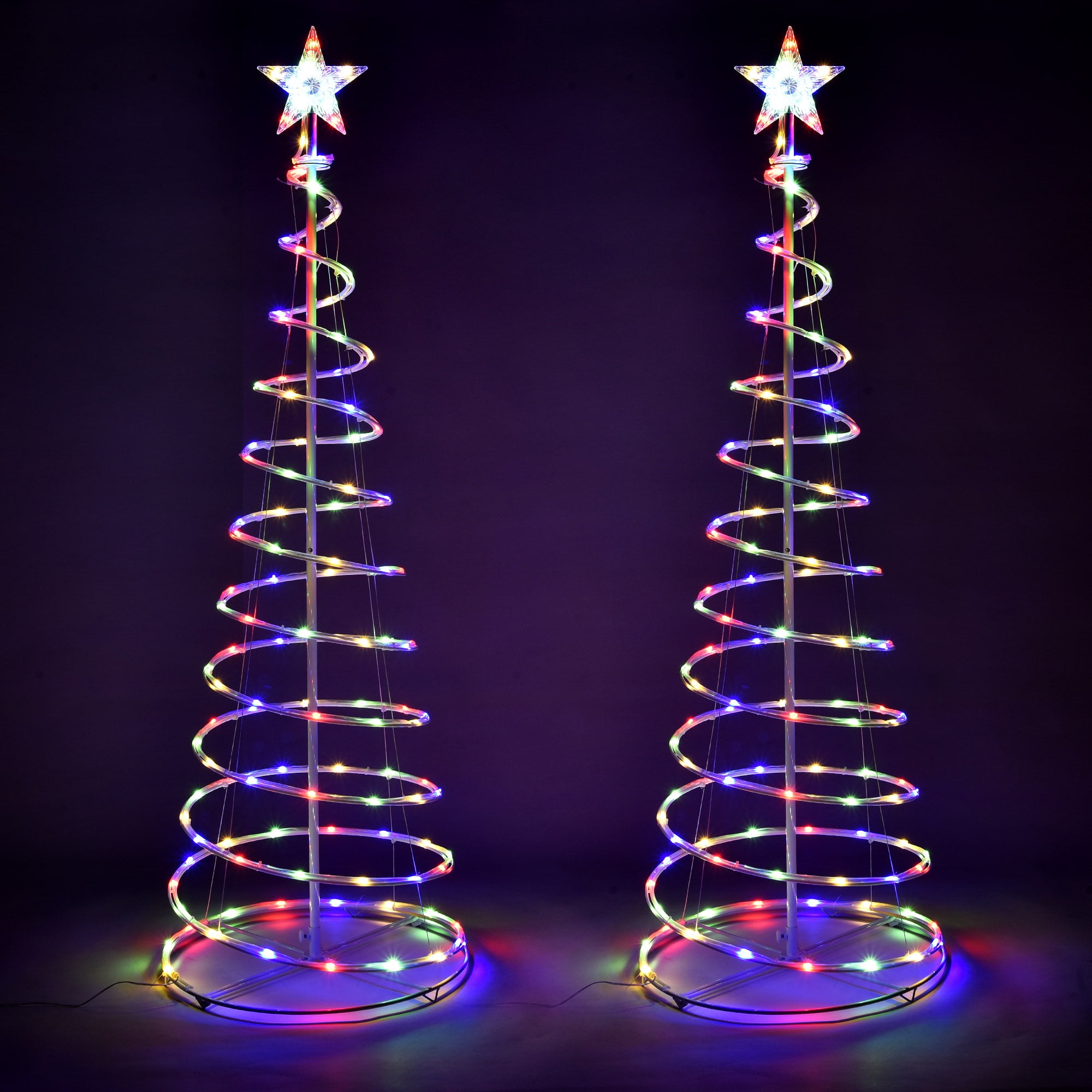 Yescom 5 Ft LED Spiral Tree Lights, 182 RGB LEDs, Battery Powered, 2 ...