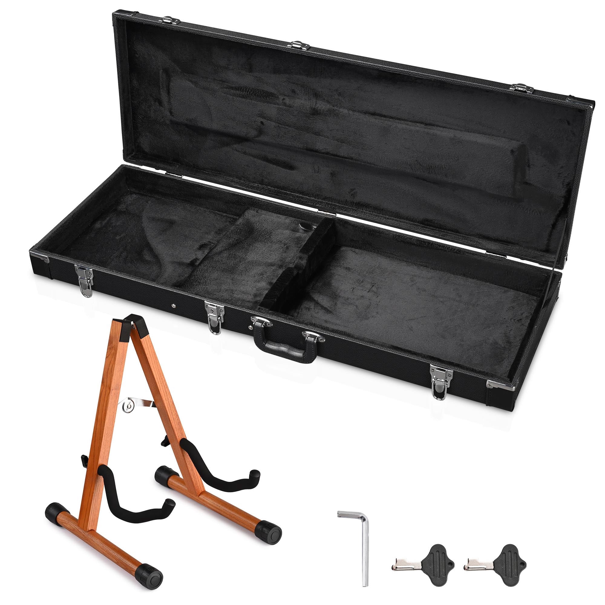 Yescom Universal Rectangular Electric Guitar Hard Case w/ Folding Guitar Stand