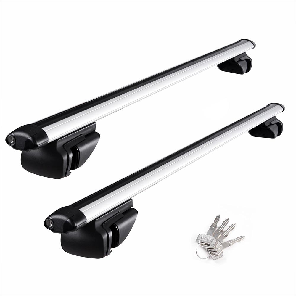  53” Aluminum Universal Roof Rack Cross Bars keyed Locks Fully  Assembled- Fit for Most SUVs Both Raised Side Rails and Integrated Rails,  Silver : Automotive