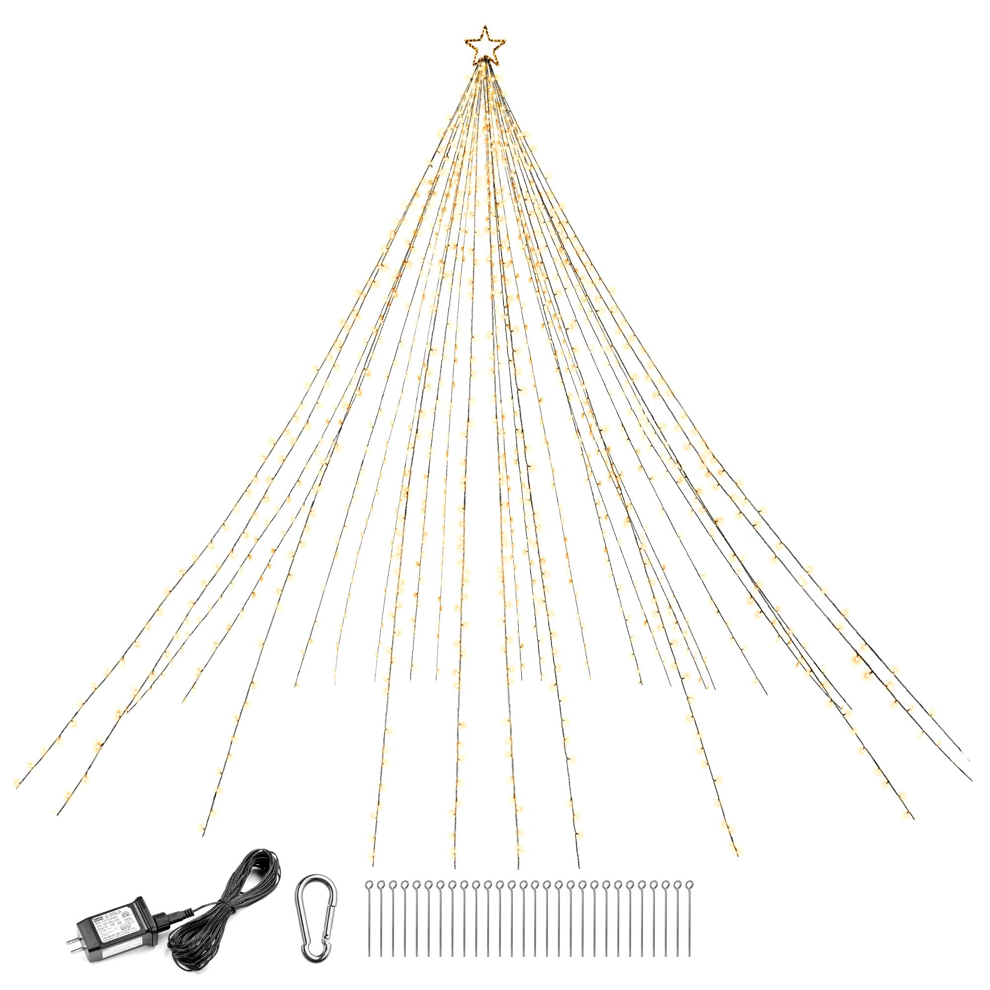 Yescom Vast-Starry 20Ft Flagpole LED Christmas Tree Kit Large 4840 LED ...