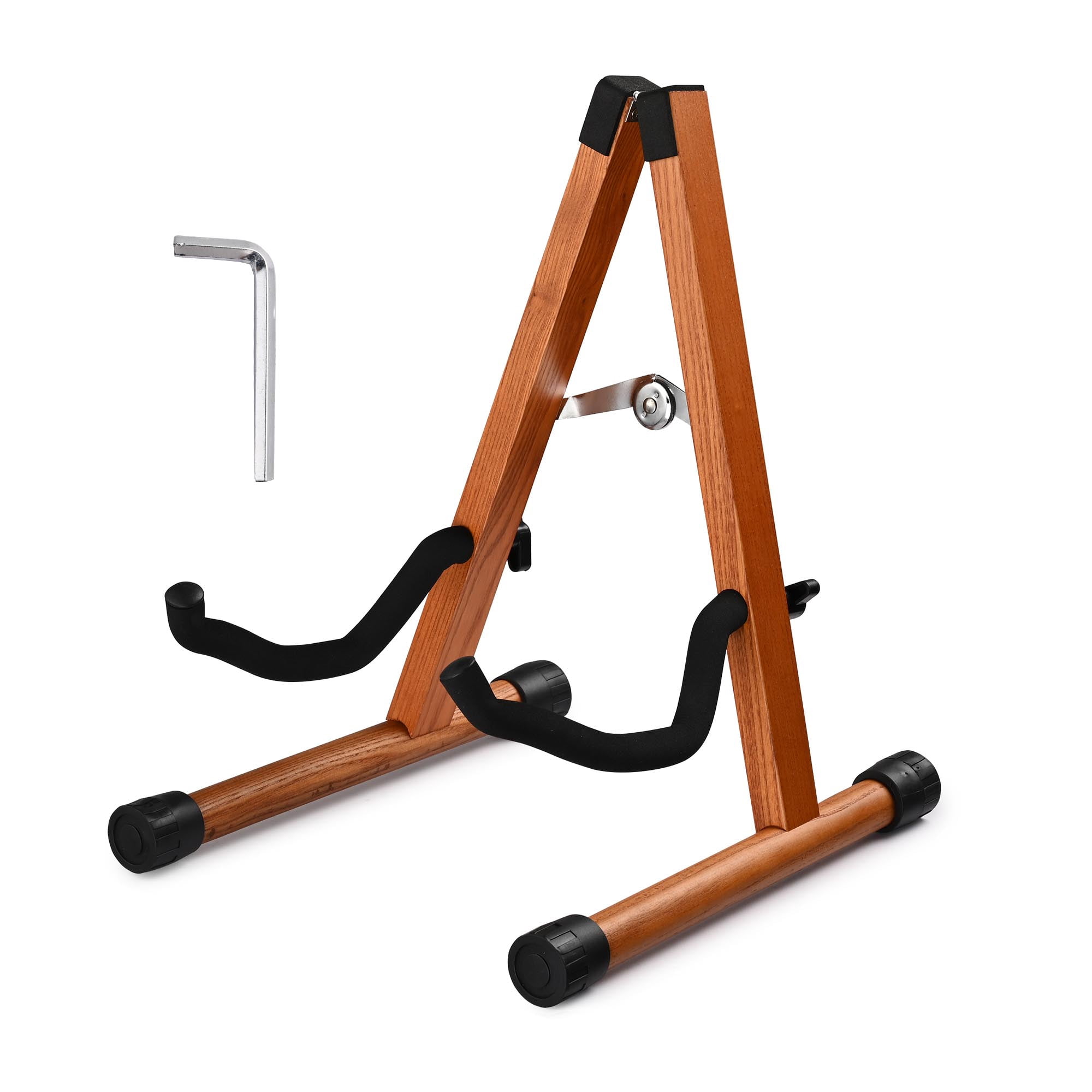 Yescom Wooden Folding Guitar Stand w/ Foam Arms fits for Acoustic Guitars, Ukuleles, Violins A-frame Floor Instrument Display Recording Studios