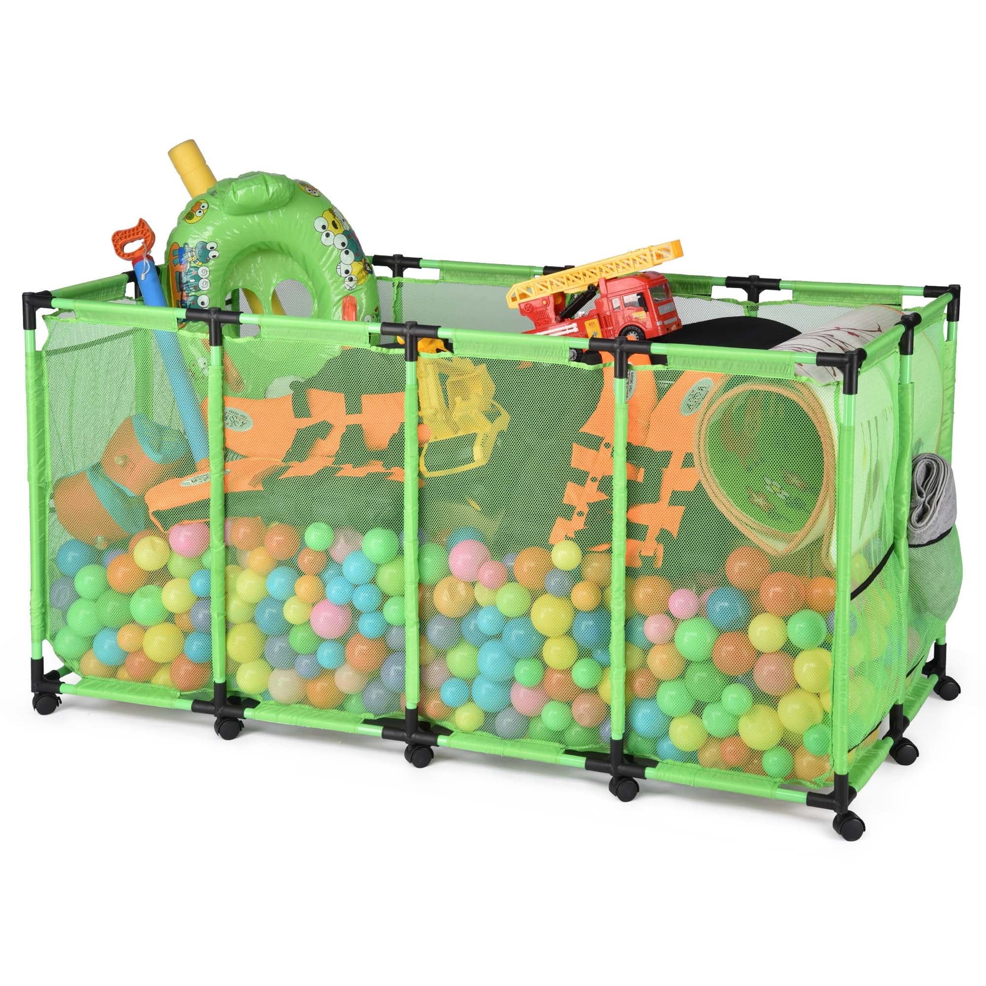 XXXLarge Mesh Pool Storage Bin Rolling Cart Metal Frame Toy