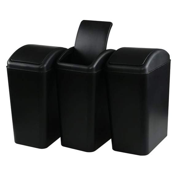 Yesdate 3-Pack 4.5 Gallon Plastic Trash Can with Swing Lid, Swing-Top Waste Can, Black