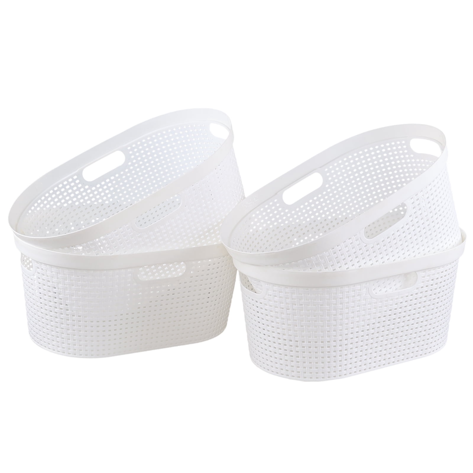 Yesdate 4 Pack Large Laundry Baskets for Dorm, Living Room, Bathroom & Laundry, Plastic Hamper Laundry Basket, 40L, White