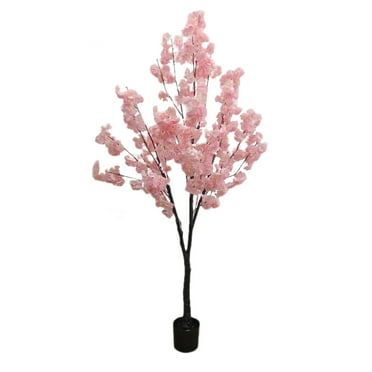 Yesfahsion Cherry Blossom Flowers, Artificial Trees, 3.9ft/4.9ft/5.9ft Faux Cherry Blossom Flowers With Flower Pot, Artificial Handmade Blossom Trees For Indoor Outdoor Home Office