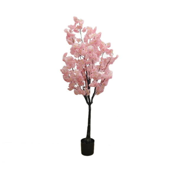 Yesfahsion Cherry Blossom Flowers, Artificial Trees, 3.9ft/4.9ft/5.9ft Faux Cherry Blossom Flowers With Flower Pot, Artificial Handmade Blossom Trees For Indoor Outdoor Home Office