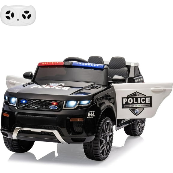 Yesfashion 12V Kids Ride on Police Car SUV Battery Operated Ride on Toy Toddlers Electric Cars for 3 Age+ black