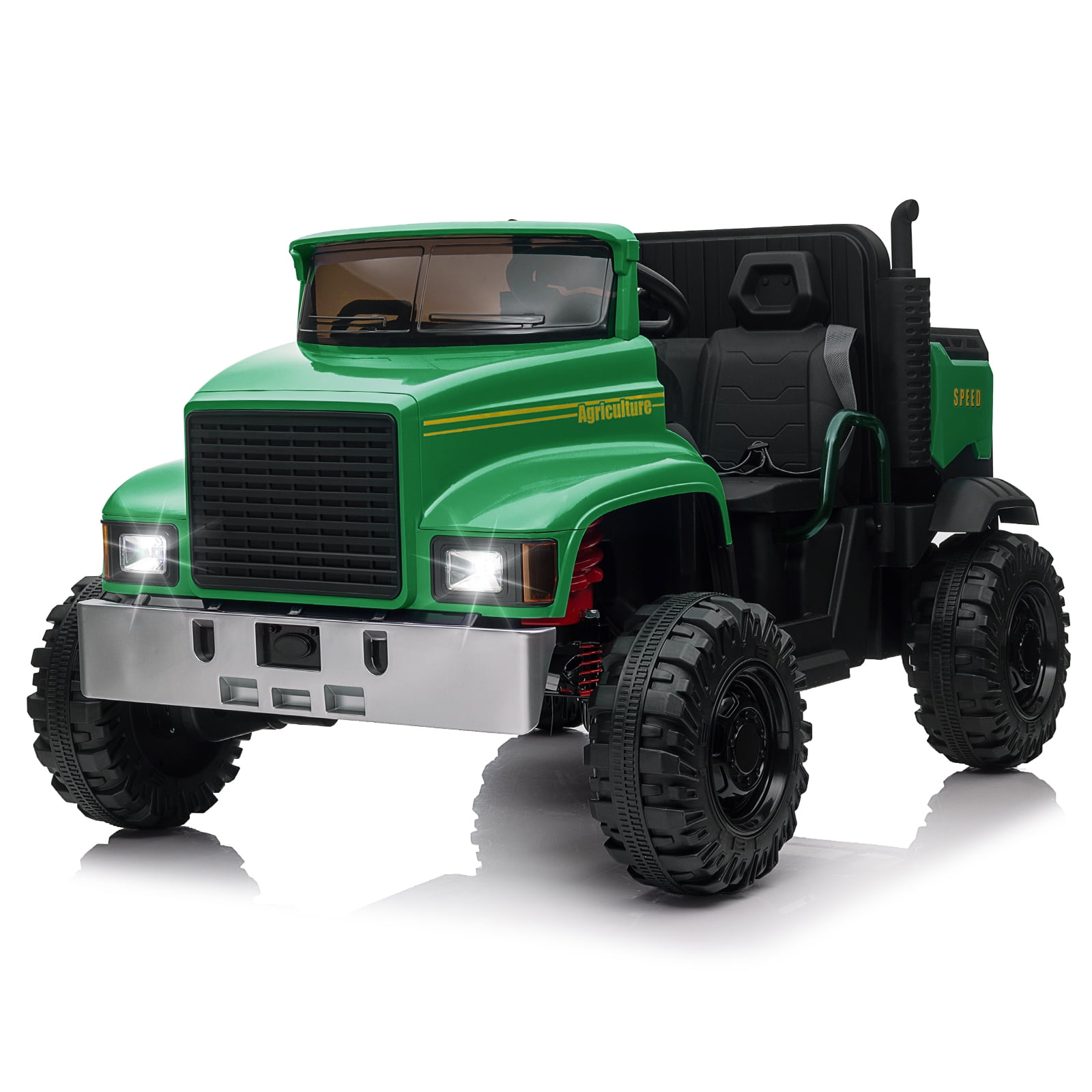 Yesfashion 12V Ride on Car 7AH *2 Farm Ride on Truck UTV Vehicles with 4x200W Motors ATV,Spring Suspension,3 Speeds,2 Seater Ride on Toys Green