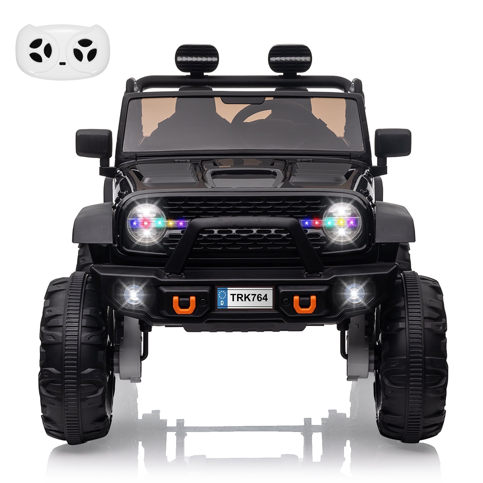 24V Black Electric 2-Seater Ride-On Truck with Remote Control