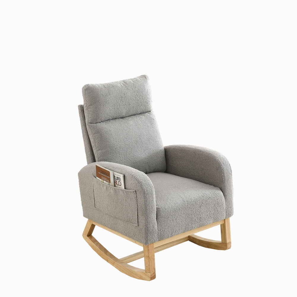 Yesfashion 27.6"W Modern Rocking Chair,Accent Upholstered Rocking Glider Chair with High Backrest,Armrests,2 Side Pocket,Lounge Chair for Home Living Room Bedroom Office