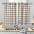 thumbnail image 1 of Yesfashion 28"W x 24"L Kitchen Curtains Buffalo Plaid Gingham Bathroom Curtains Farmhouse Light Filtering Tiers Curtain, Taupe, 2 Panels, 1 of 6