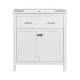 thumbnail image 1 of Yesfashion 30" Bathroom Cabinet With Ceramic Sink, Solid Wood Frame Bathroom Vanity With Flip-out Drawer, Modern Storage Cabinet With 2 Soft-Close Doors, Shelf, 1 of 10