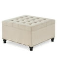 thumbnail image 1 of Yesfashion 30"L Square Storage Ottoman Bench, Upholstered Tufted Button Storage Bench with Nails Trim, Storage Toy Box Footrest Bench for Living Room, Bedroom, 1 of 7