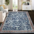 thumbnail image 1 of Yesfashion 4' x 6' Washable Area Rug Vintage Distressed Rug Traditional Persian Chic Rug Carpet Low Pile Non-Slip Foldable Thin Rug for Living Room Bedroom, Blue, 1 of 6