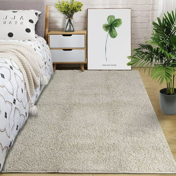 Yesfashion 4'x6' Luxury Plush Rugs for Bedroom Living Room High Pile Non-Shedding Shag Area Rug Fluffy Rug Carpet, Mist Gray