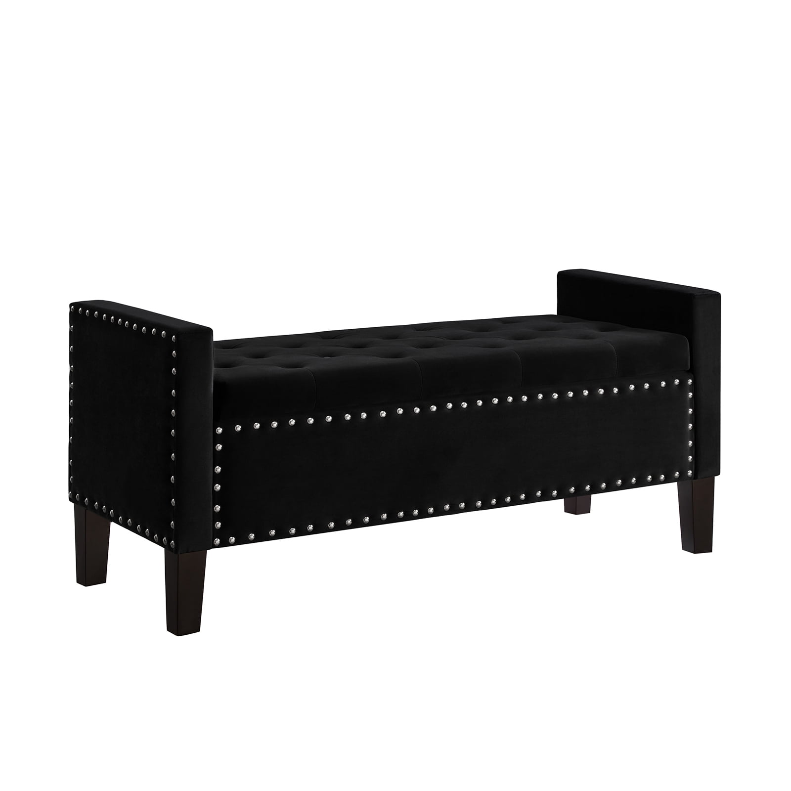 Yesfashion 48"L Velvet Storage Bench, End Of Bed Upholstered Tufted ...