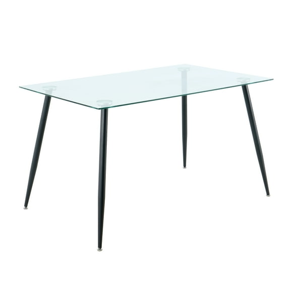 Yesfashion 51 Inch Modern Glass Dining Table,Clear Tempered Glass Top Table,Rectangular Glass Kitchen Table Furniture with Metal Legs for Home Kitchen