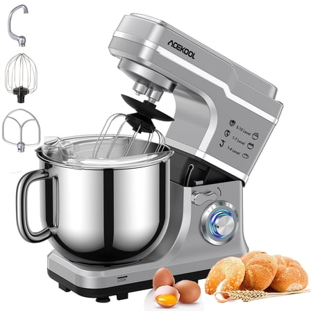 Yesfashion 7.5Qt Stand Mixer, 660W 10 Speed Tilt Head Kitchen Dough Mixer with Stainless Steel Bowl, Silver