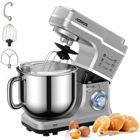 Yesfashion 7.5Qt Stand Mixer, 660W 10 Speed Tilt Head Kitchen Dough Mixer with Stainless Steel Bowl, Silver